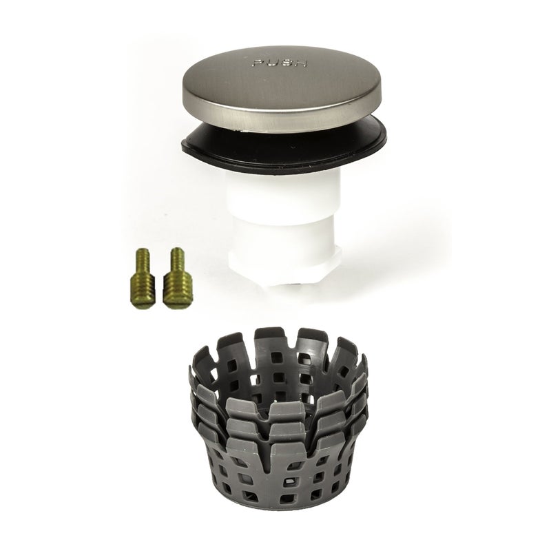 PermaFLOW PF WaterWorks PF0936-BN Toe Touch (Tip Toe, Foot Actuated) Bath Tub/Bathtub Drain Stopper Includes 3/8" and 5/16" Fittings - Image 1